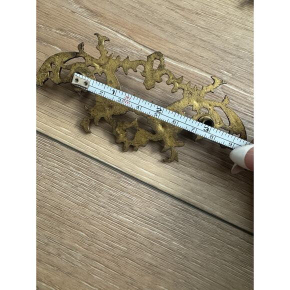 5 Antique French Provencial Brass Drawer Backplates Ornate Rococo Hardware READ - Picture 8 of 9